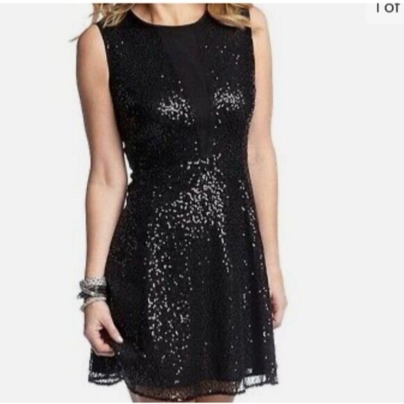 Cynthia Rowley Dress Black 14 Sequin A Line Wedding Party Cruise Date - Picture 1 of 10
